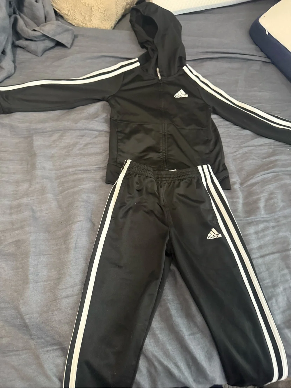 Adidas Black Tracksuit Jacket & Pants with White Stripes  SIZE 5